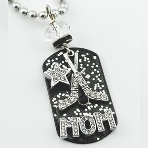 Silver Beaded Dog Tag Hockey Mom Necklace